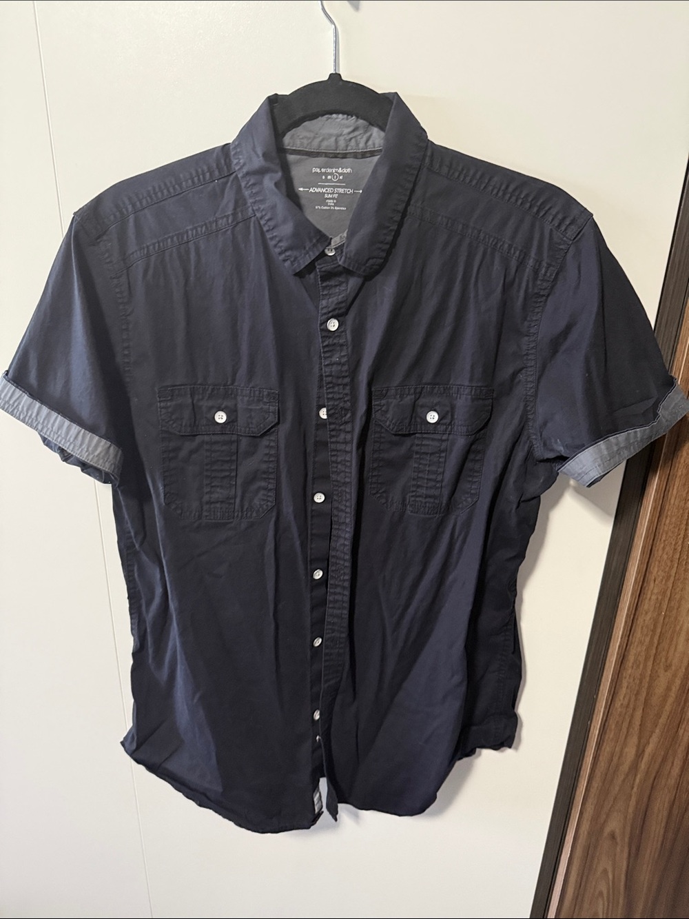 Men's Navy Short-Sleeve Button-Up Shirt